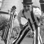 stripey stilt walkers, double act