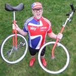 comedy unicyclist, racing themed
