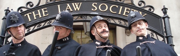 policemen on stilts