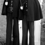 stilt walking policemen