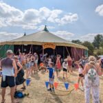 circus skills workshop area at music festival