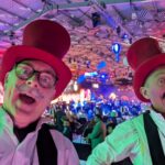 stilt walkers at corporate awards ceremony